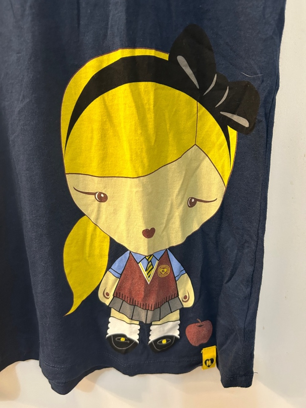 Harajuku Lovers Navy Blue Tee with Harajuku Girl Red Vest Graphics, Sz XL - Picture 2 of 6